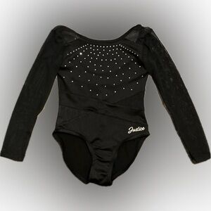 Justice Girls Black Leotard Long Sleeve Dance/ Gymnastics Size XS